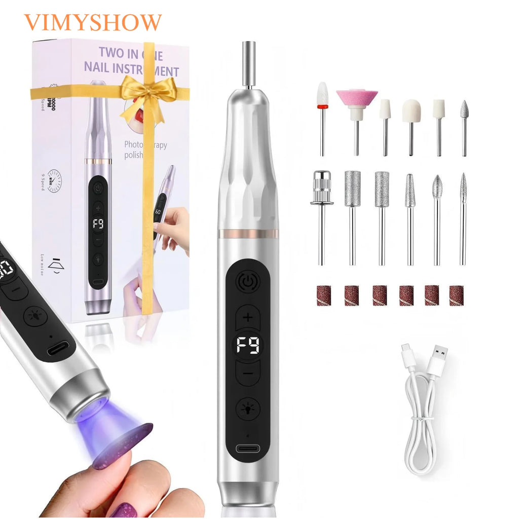 Portable Electric Nail Drill and UV Light Kit
