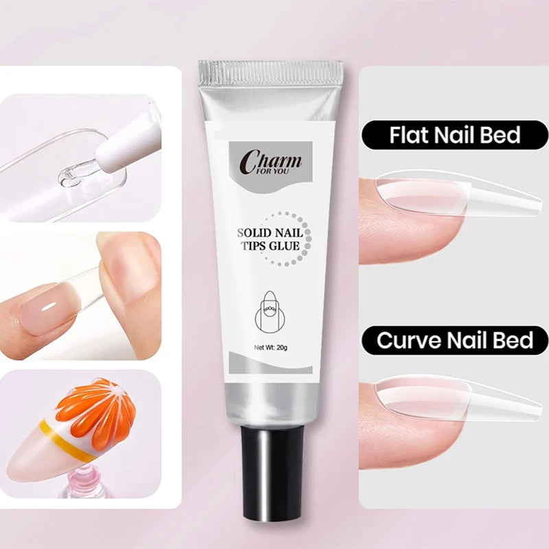Solid Nail Tip Adhesive Gel for Press-On Nails