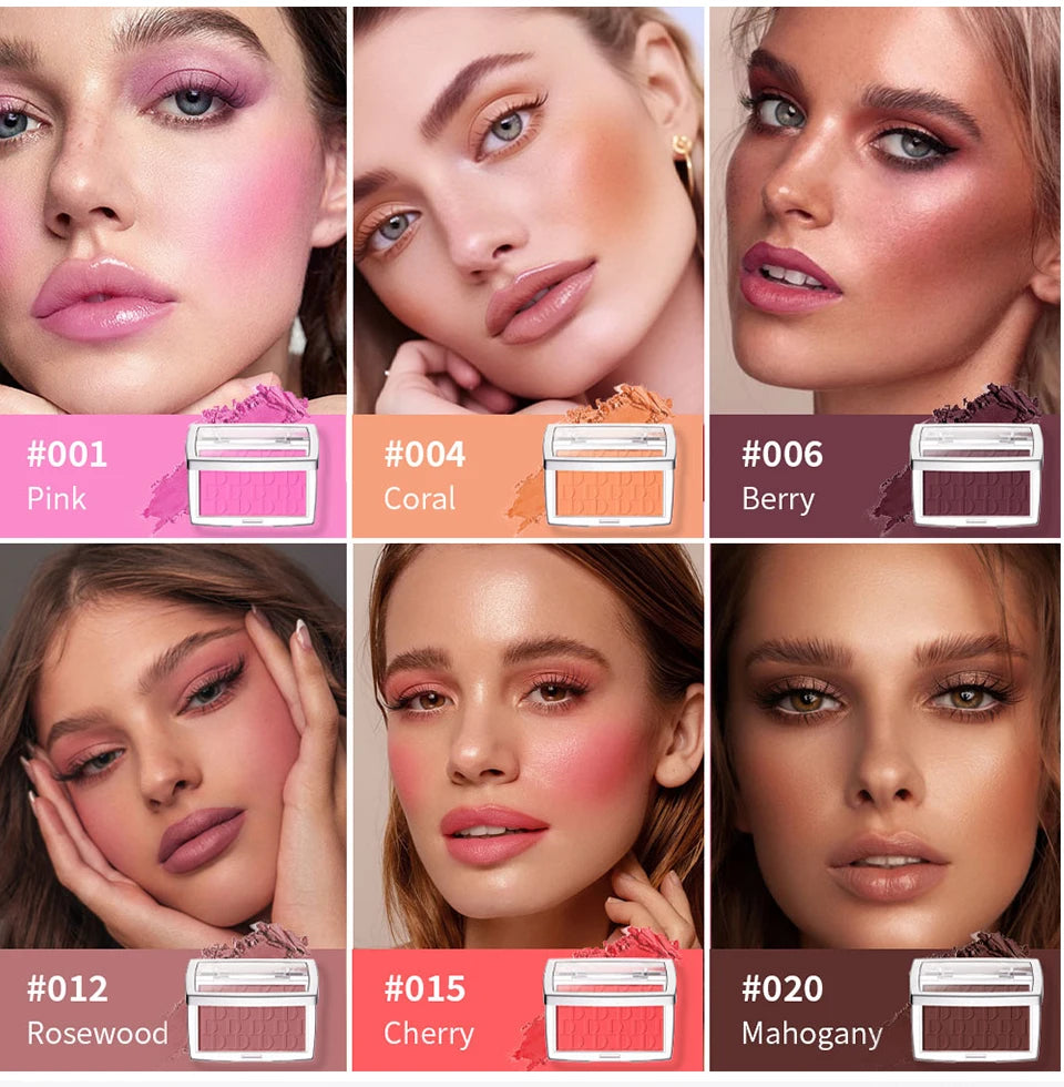 Matte Embossed Blush Palette with Professional Brush - 9