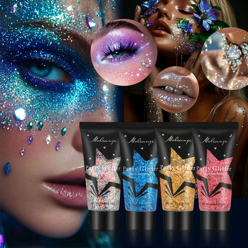 Waterproof Face and Body Glitter Gel for Parties