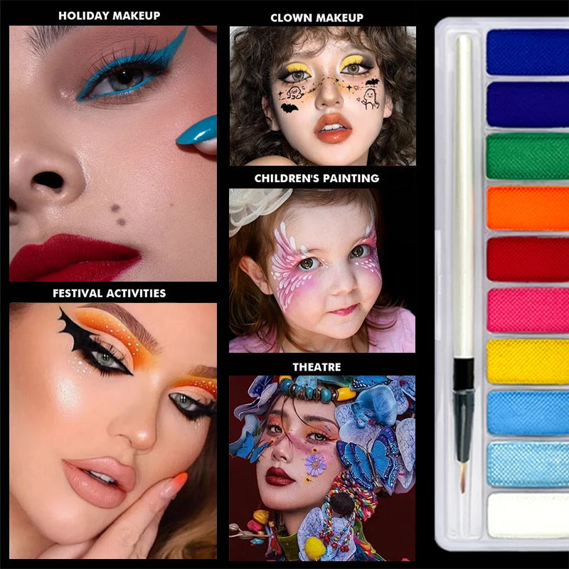 10-Color UV Glow Face and Body Paint Palette - 3