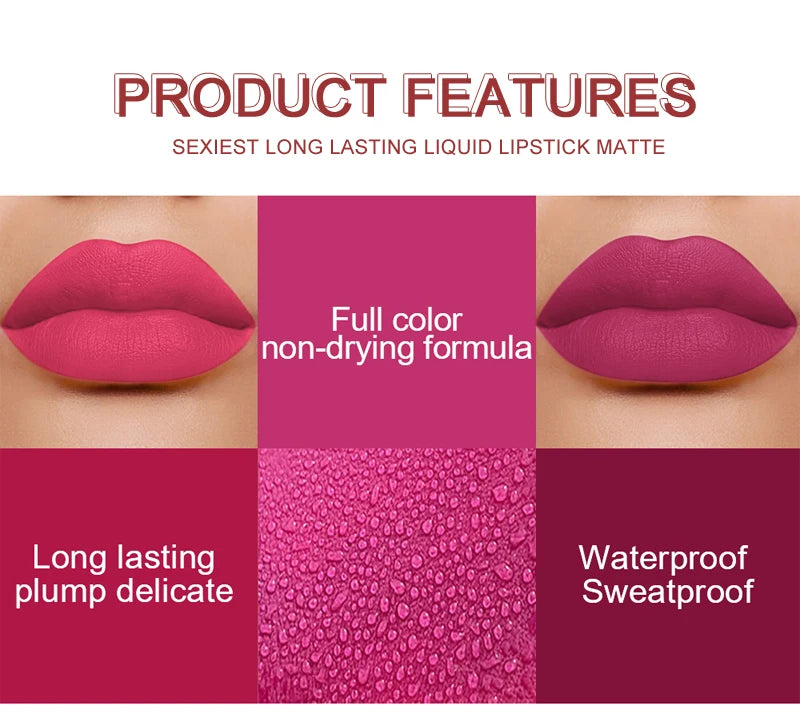 Waterproof Matte Liquid Lipstick Long-Lasting Lip Gloss