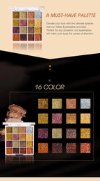 16-Color Glitter Sequin Eyeshadow Palette for Shimmer Makeup