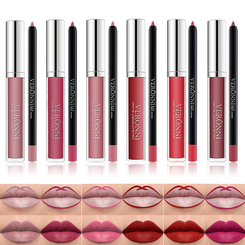 3-Piece Waterproof Matte Lip Makeup Set